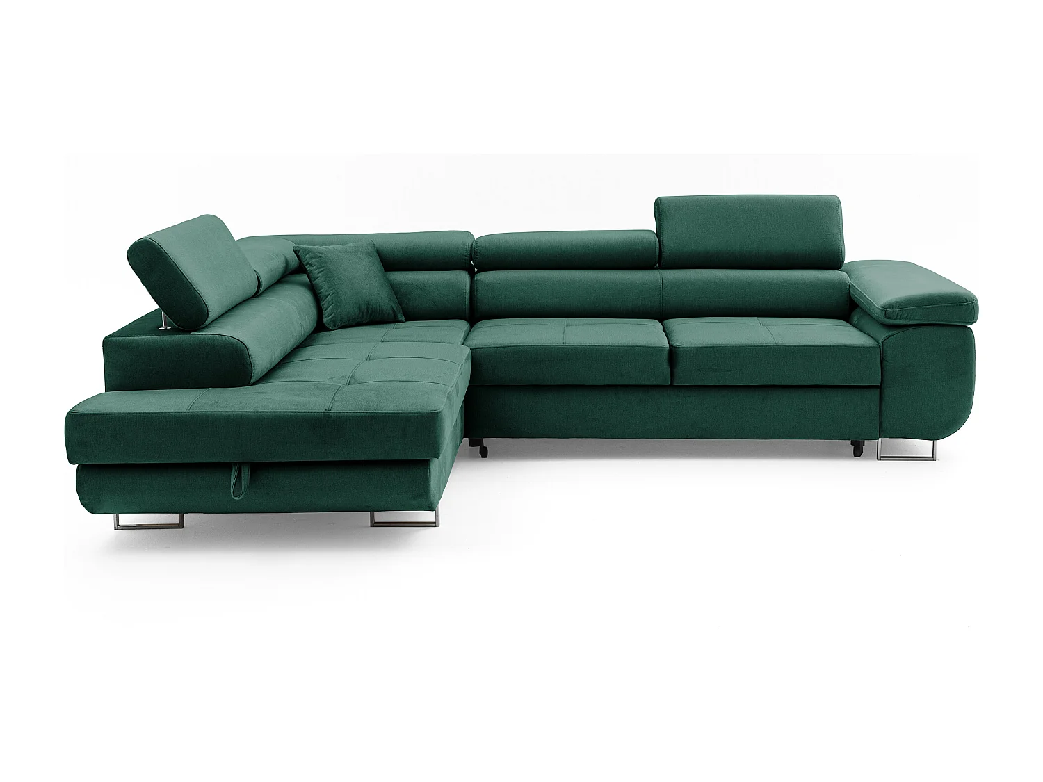 Ecksofa WILD L links mit Schlaffunktion 127x195 Velours grün