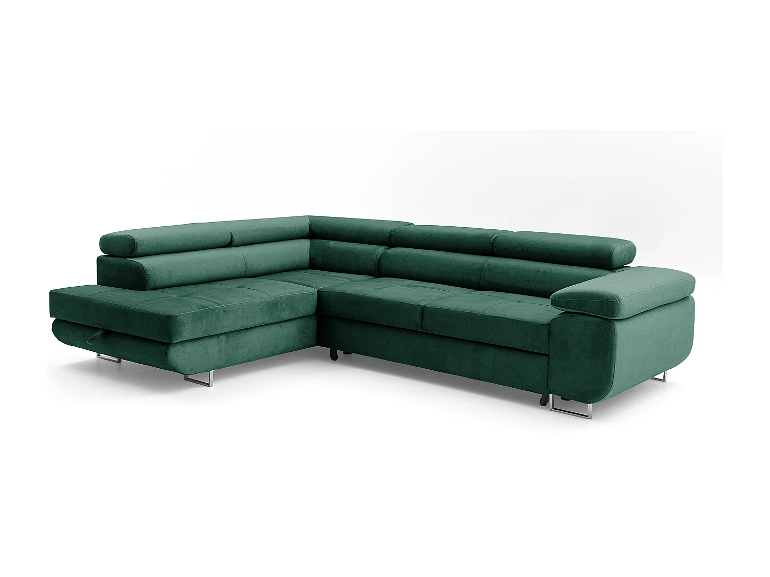 Ecksofa WILD L links mit Schlaffunktion 127x195 Velours grün