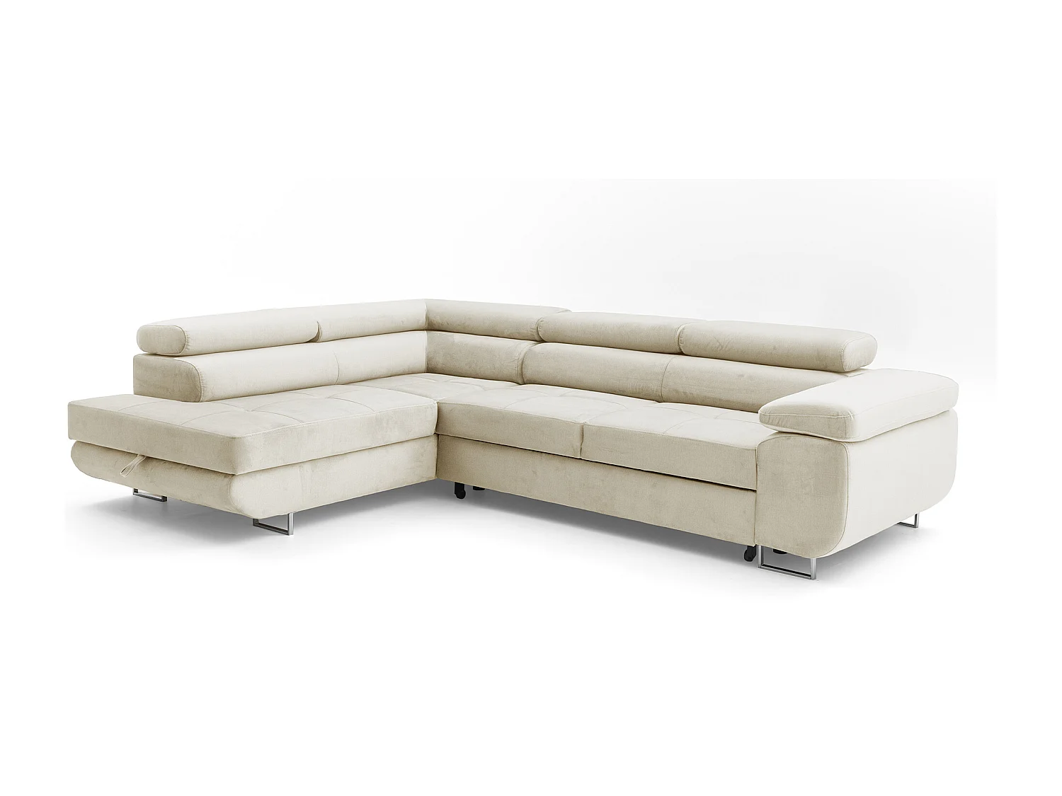 Ecksofa WILD L links mit Schlaffunktion 127x195 Velours beige