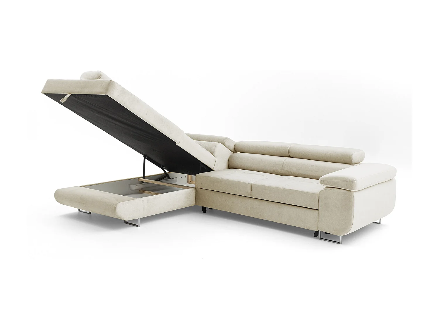 Ecksofa WILD L links mit Schlaffunktion 127x195 Velours beige