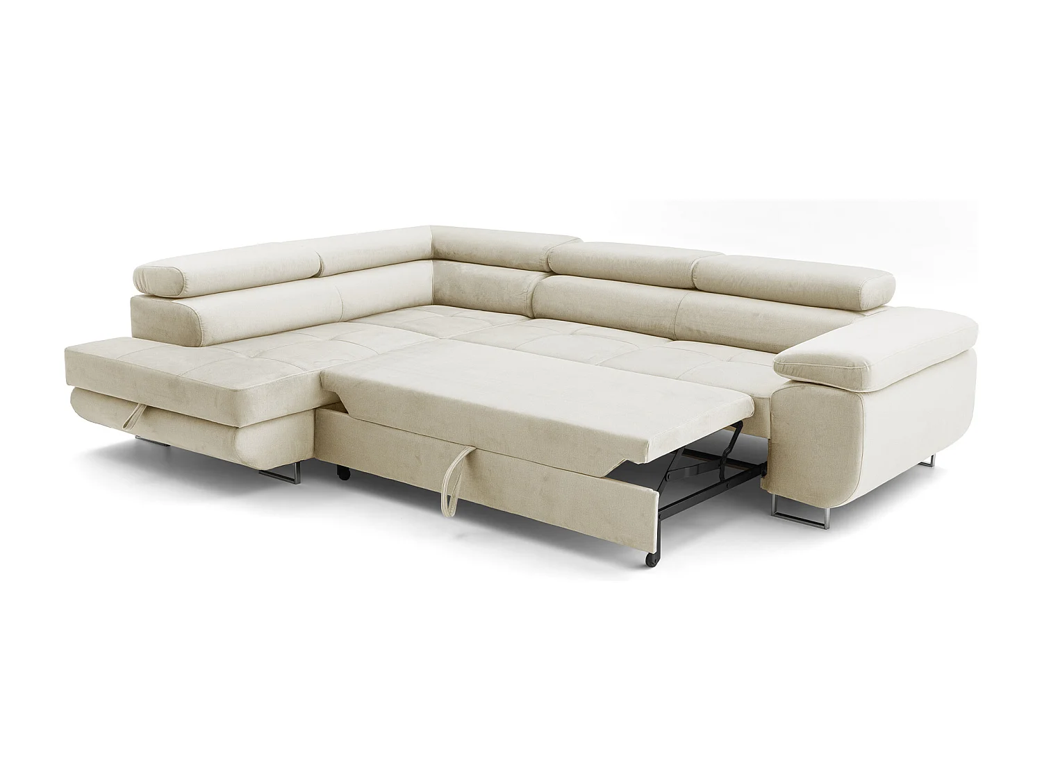 Ecksofa WILD L links mit Schlaffunktion 127x195 Velours beige