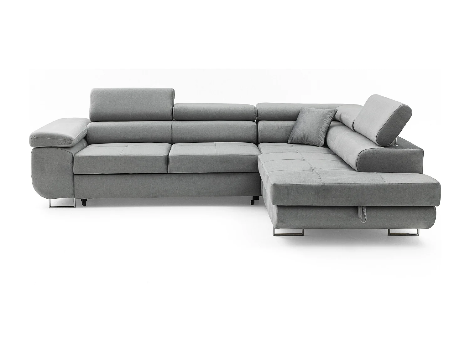 Ecksofa WILD L rechts mit Schlaffunktion 127x195 Velours grau