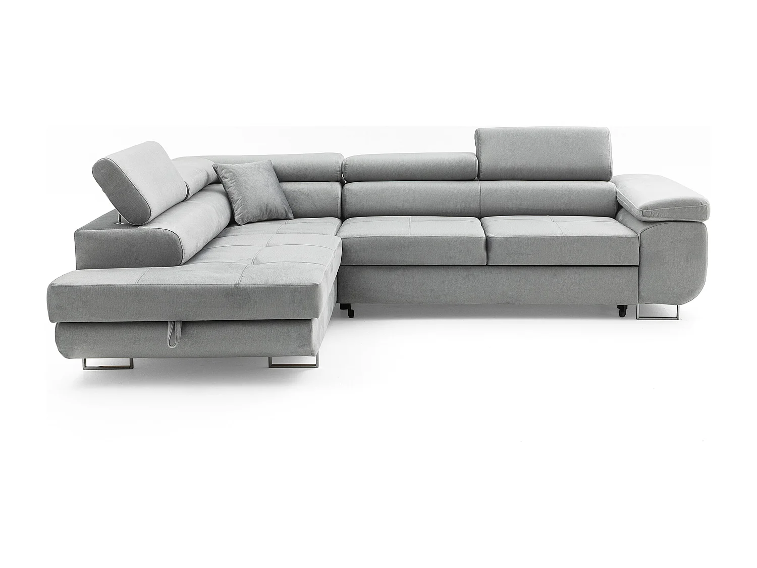 Ecksofa WILD L links mit Schlaffunktion 127x195 Velours hellgrau