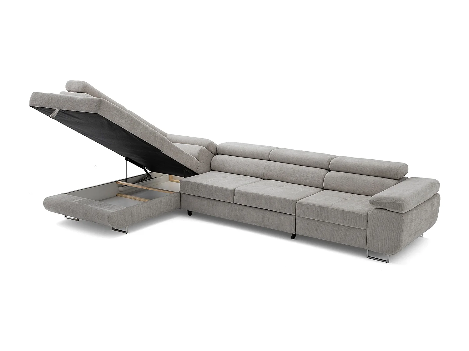 Canapé d'angle WILD MAXI L Gauche avec fonction couchage 125x195 Chenille Gris