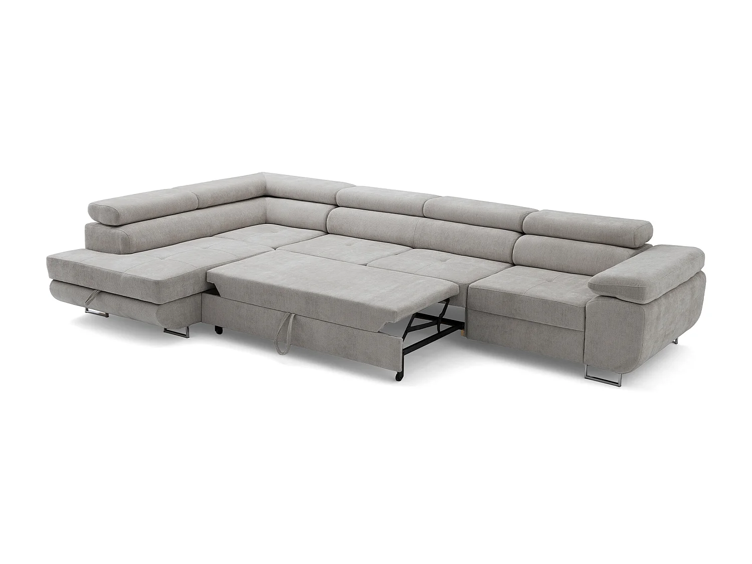 Canapé d'angle WILD MAXI L Gauche avec fonction couchage 125x195 Chenille Gris