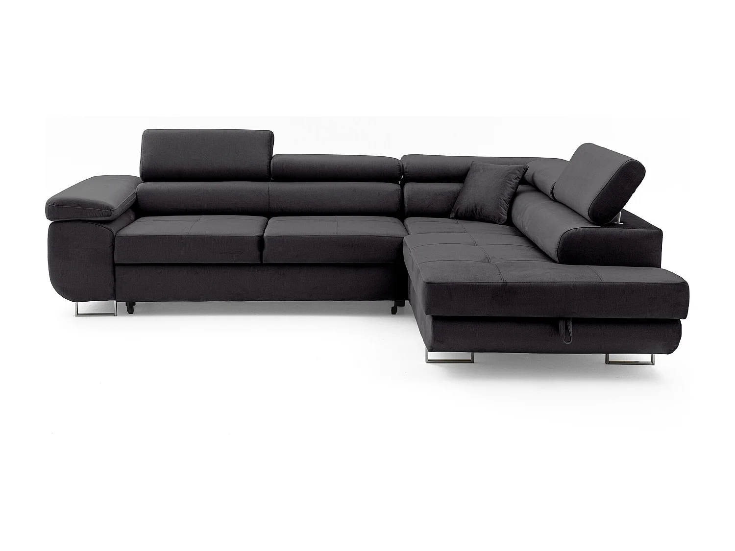 Ecksofa WILD L rechts mit Schlaffunktion 127x195 Velours anthrazitgrau