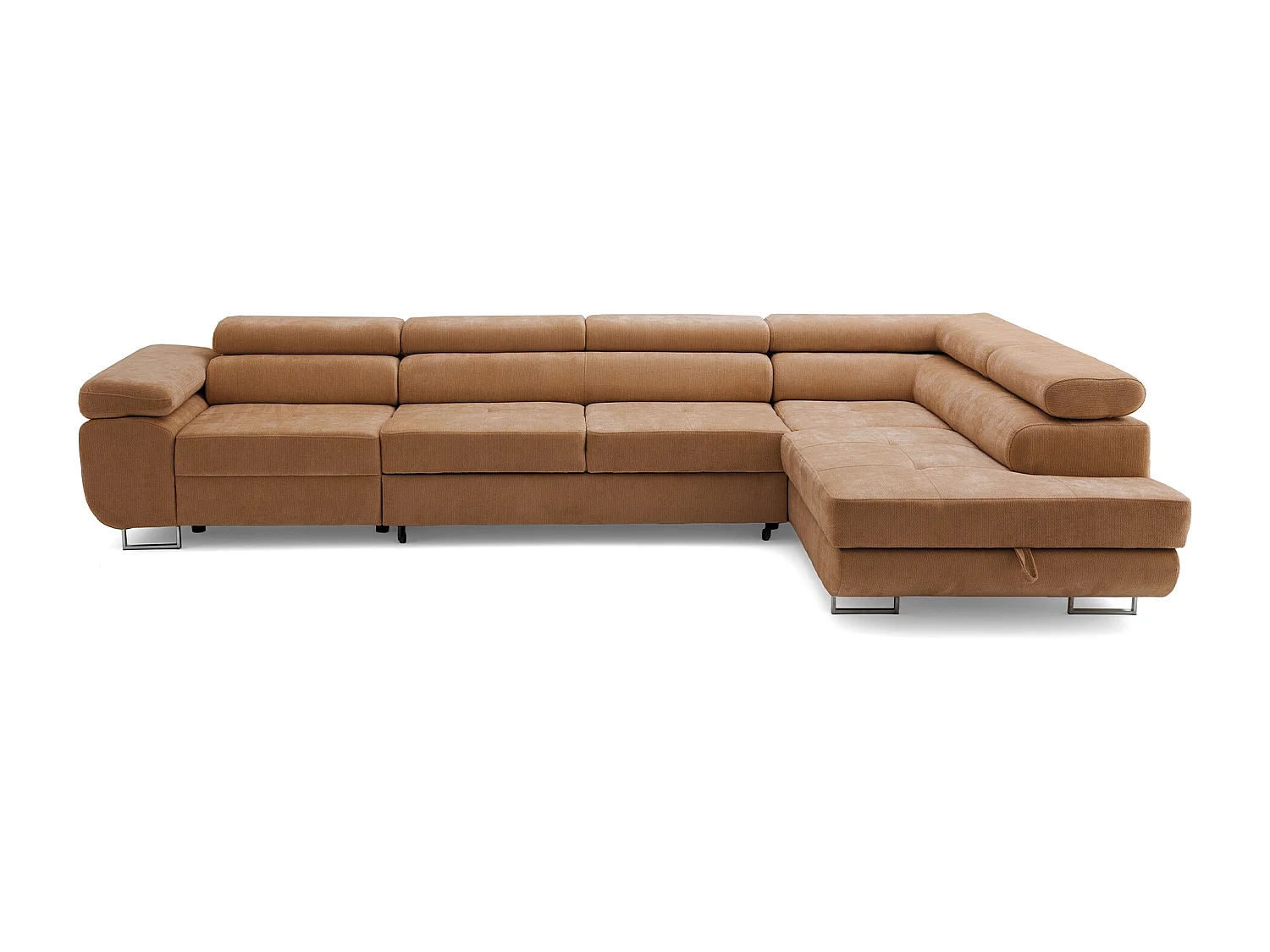 Canapé d'angle WILD MAXI L Droit avec fonction couchage 125x195 Chenille Marron