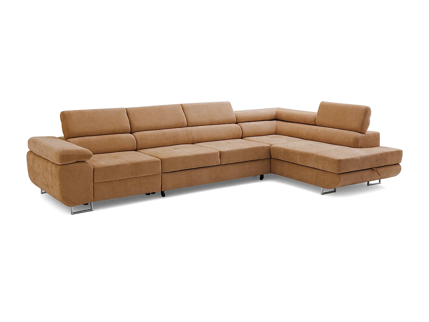 Canapé d'angle WILD MAXI L Droit avec fonction couchage 125x195 Chenille Marron