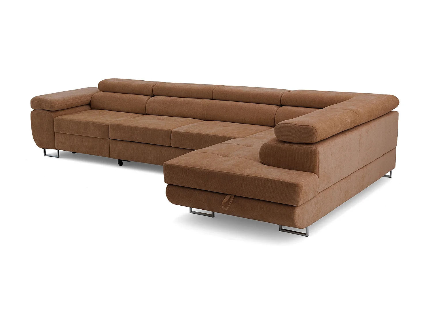 Canapé d'angle WILD MAXI L Droit avec fonction couchage 125x195 Chenille Marron