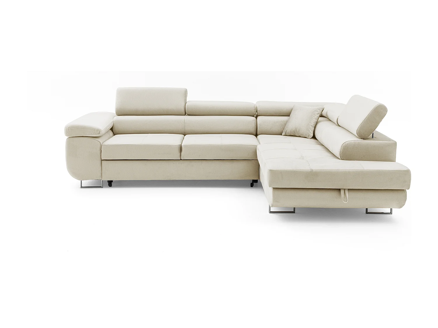 Ecksofa WILD L rechts mit Schlaffunktion 127x195 Velours beige