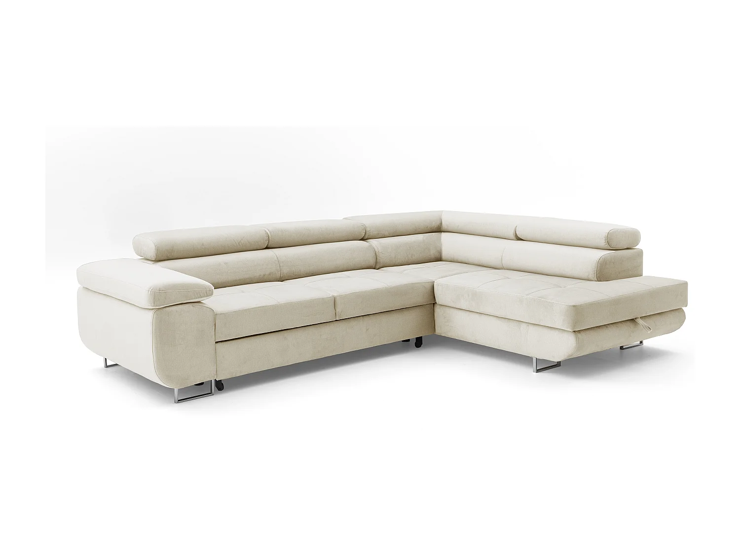 Ecksofa WILD L rechts mit Schlaffunktion 127x195 Velours beige