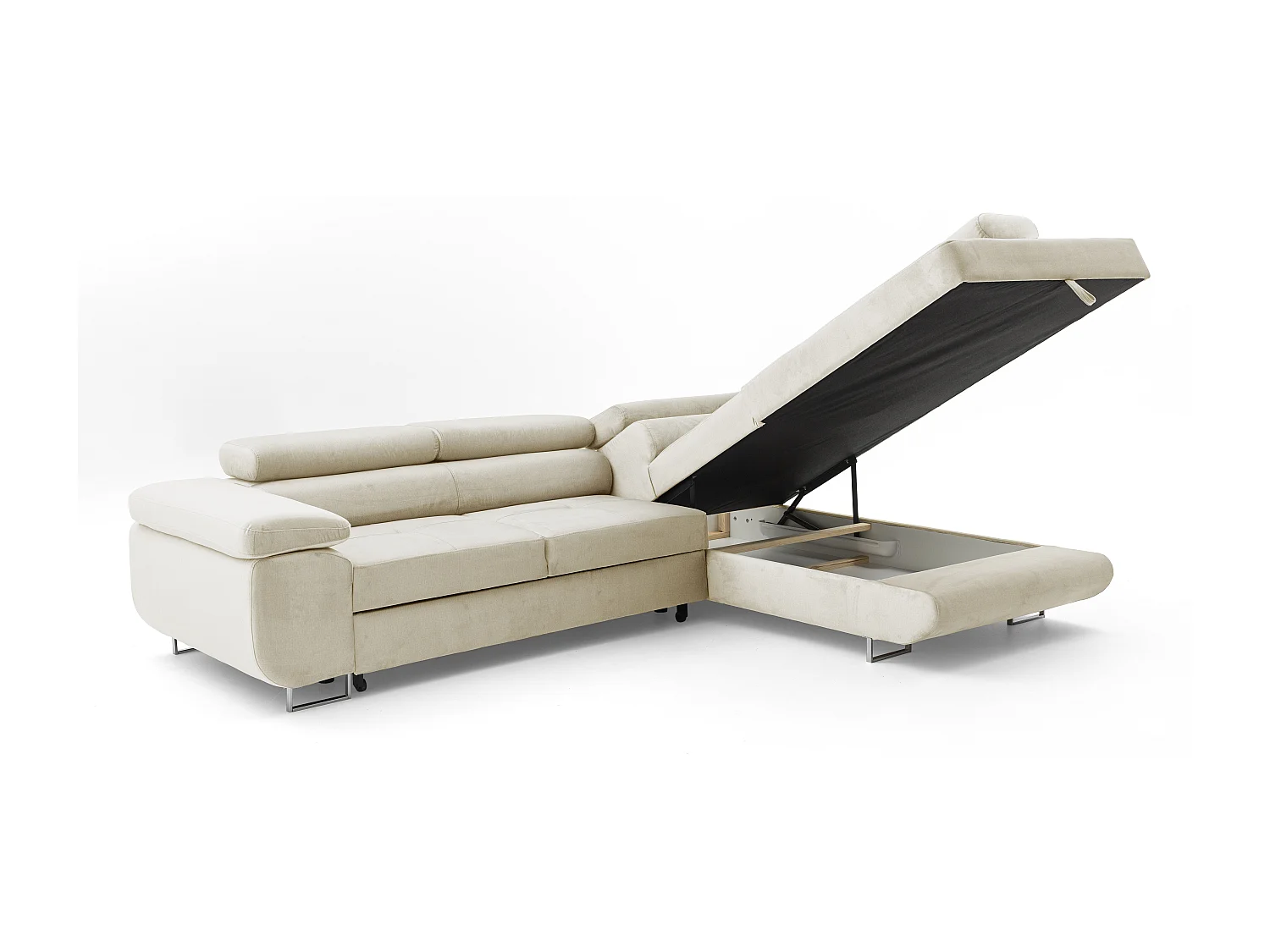 Ecksofa WILD L rechts mit Schlaffunktion 127x195 Velours beige