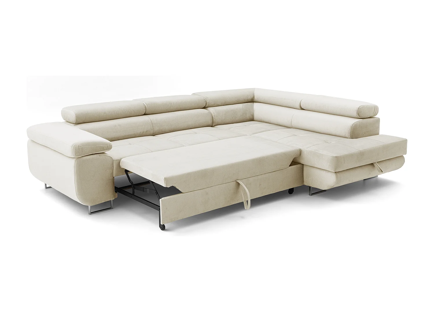 Ecksofa WILD L rechts mit Schlaffunktion 127x195 Velours beige