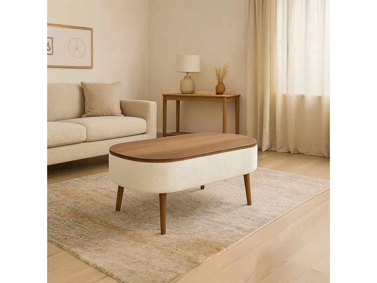 Table basse en bois "Noya" - 90 x 60 x 43 cm - Blanc