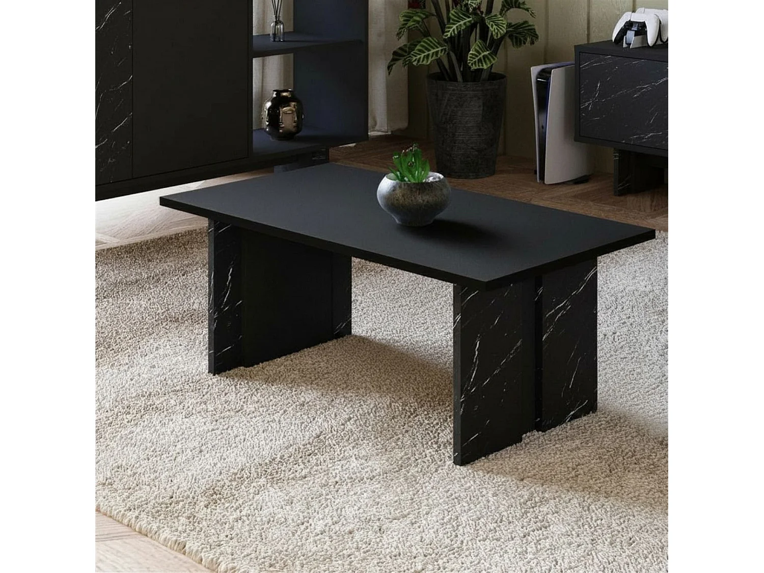 "Ravello" Holz Couchtisch - Elegantes Noir Design - 90 x 50 x 40 cm