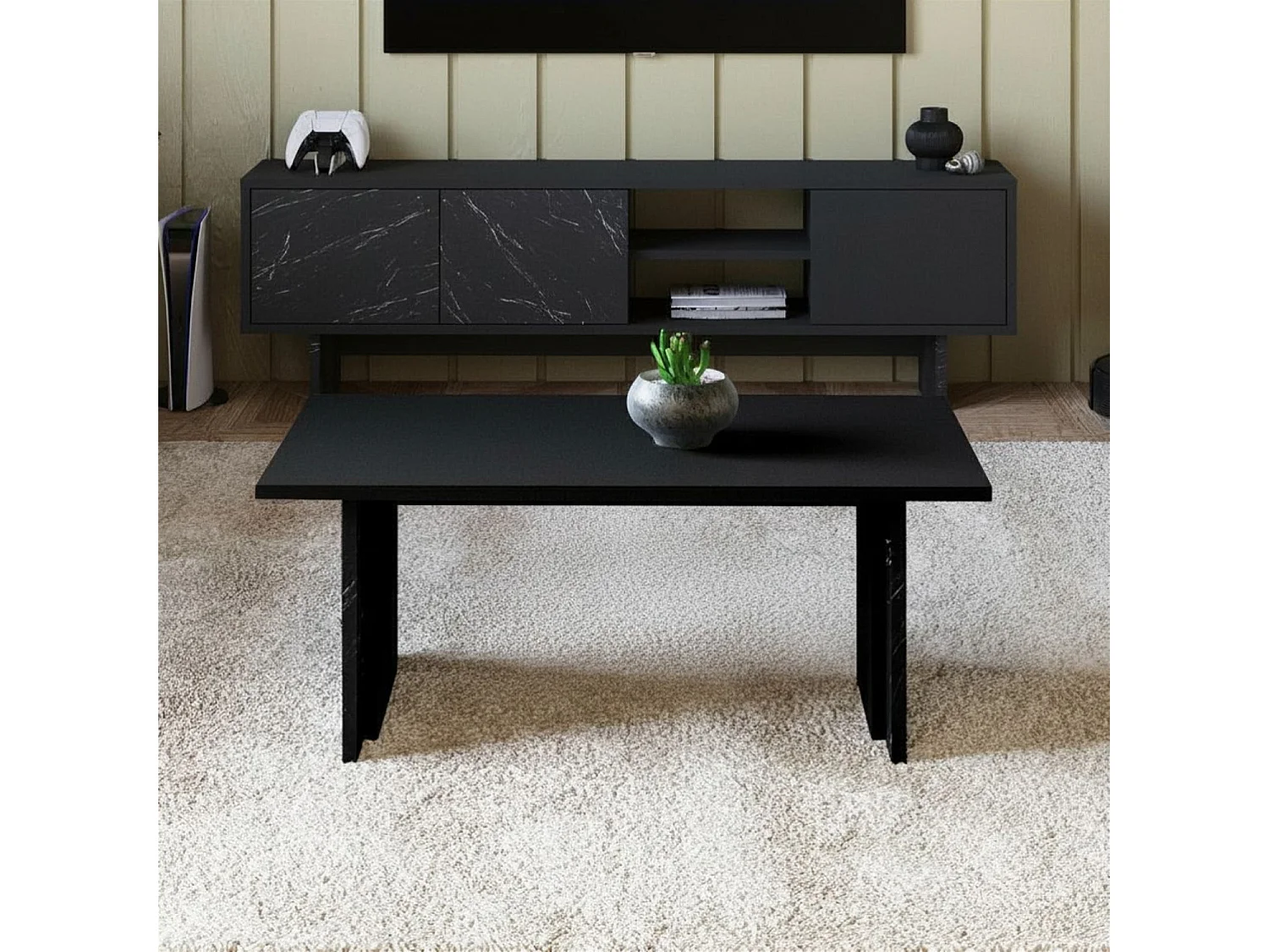"Ravello" Holz Couchtisch - Elegantes Noir Design - 90 x 50 x 40 cm