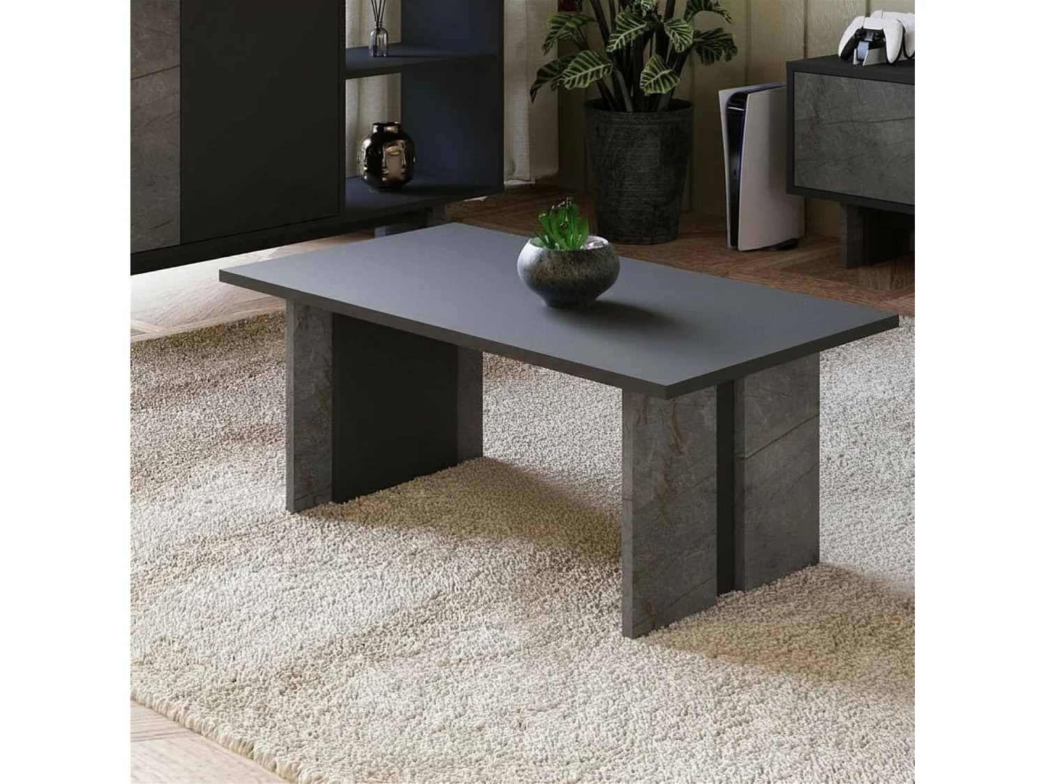 Tavolino da Salotto in Legno "Ravello" - Elegante Grigio Antracite - 90 x 50 x 40 cm