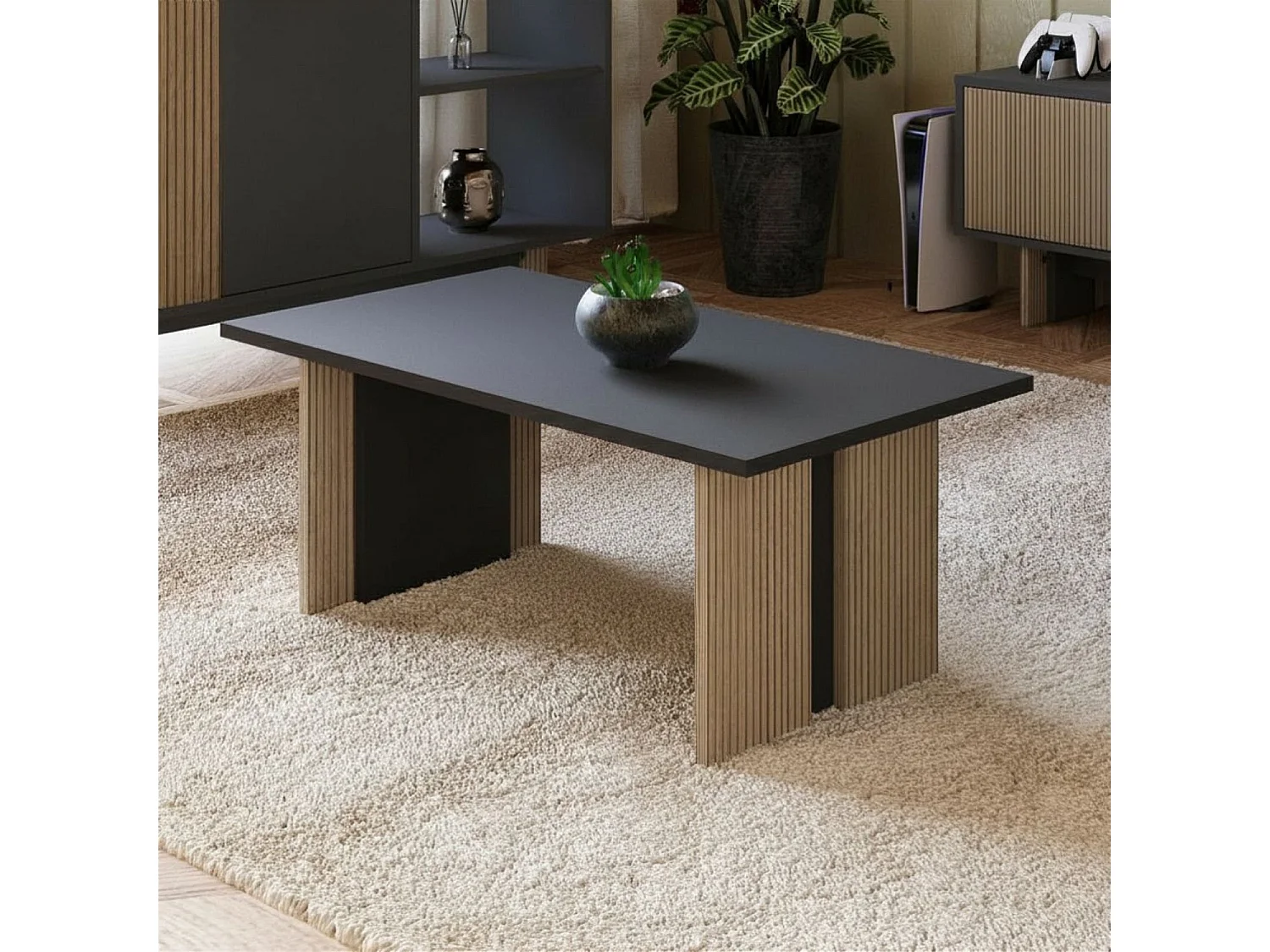 "Ravello" Holz Couchtisch - Anthrazitgrau - Elegant und Langlebig - 90 x 50 x 40 cm