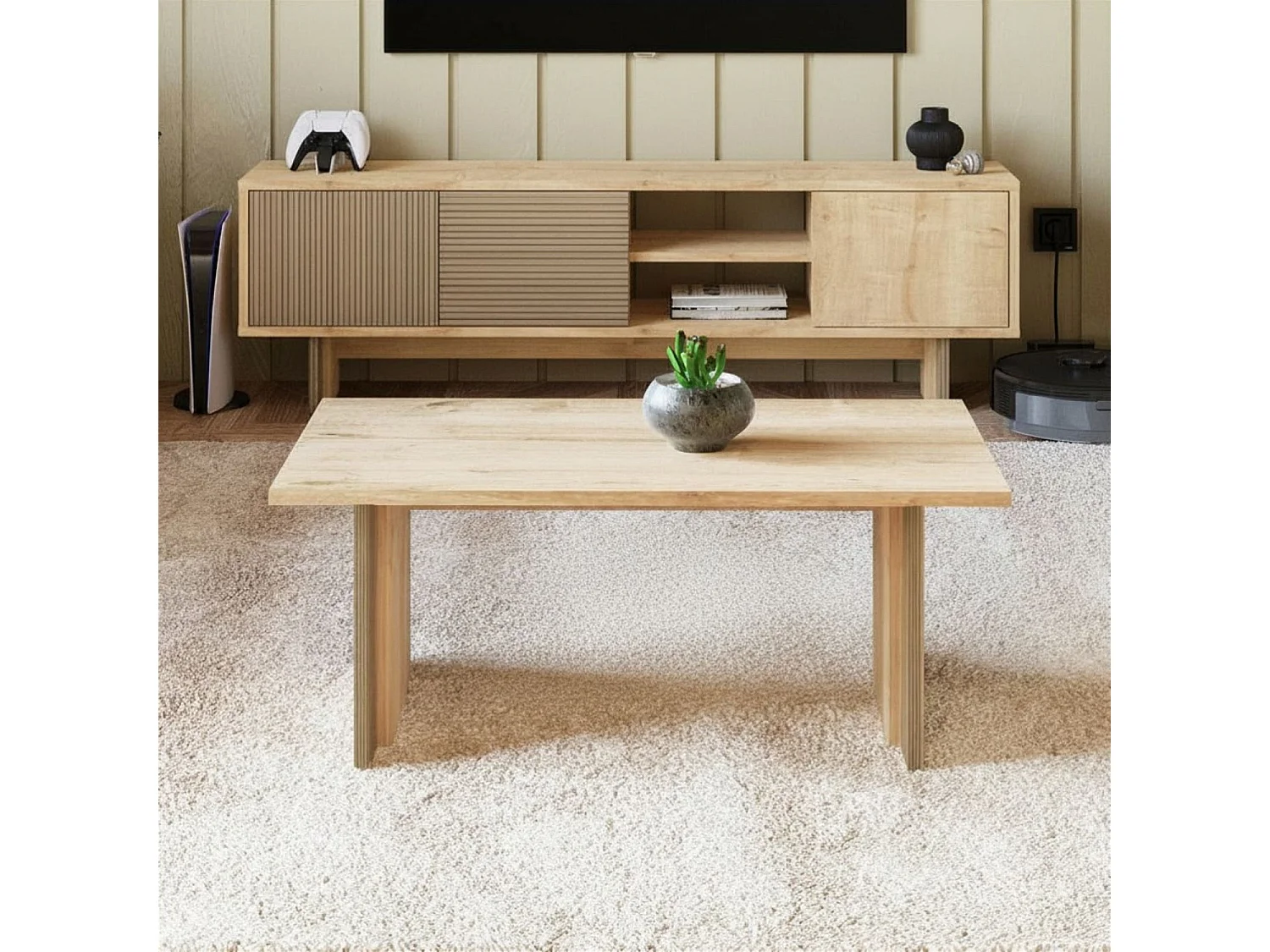 "Ravello" Holztisch - Beige, 90 x 50 x 40 cm, Elegant und Langlebig