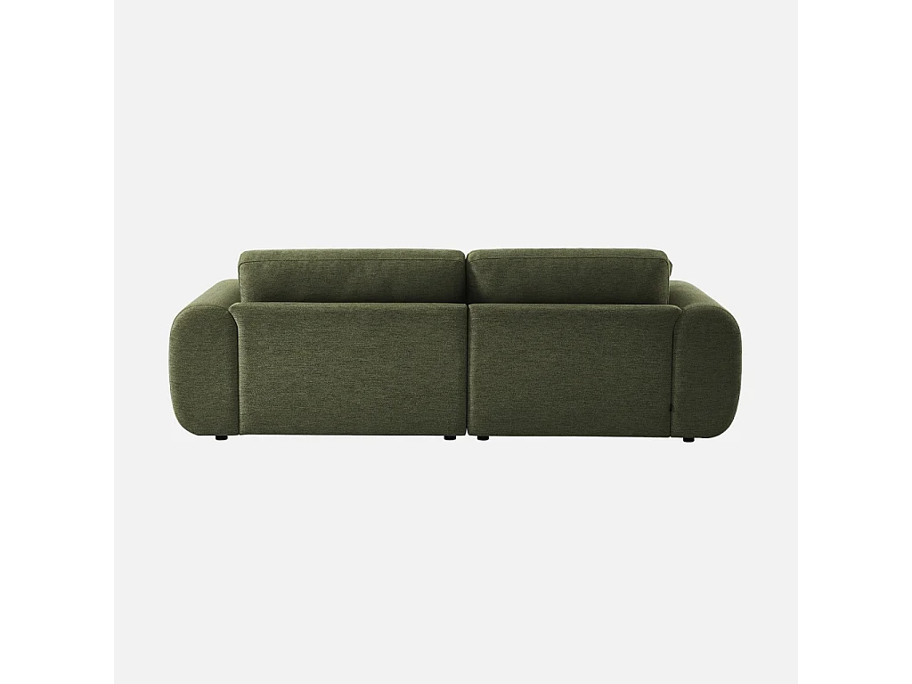 Canapé d'angle droite 3 places tissu kaki. pieds ronds L 231 x P 160 / 88 cm - Zenio