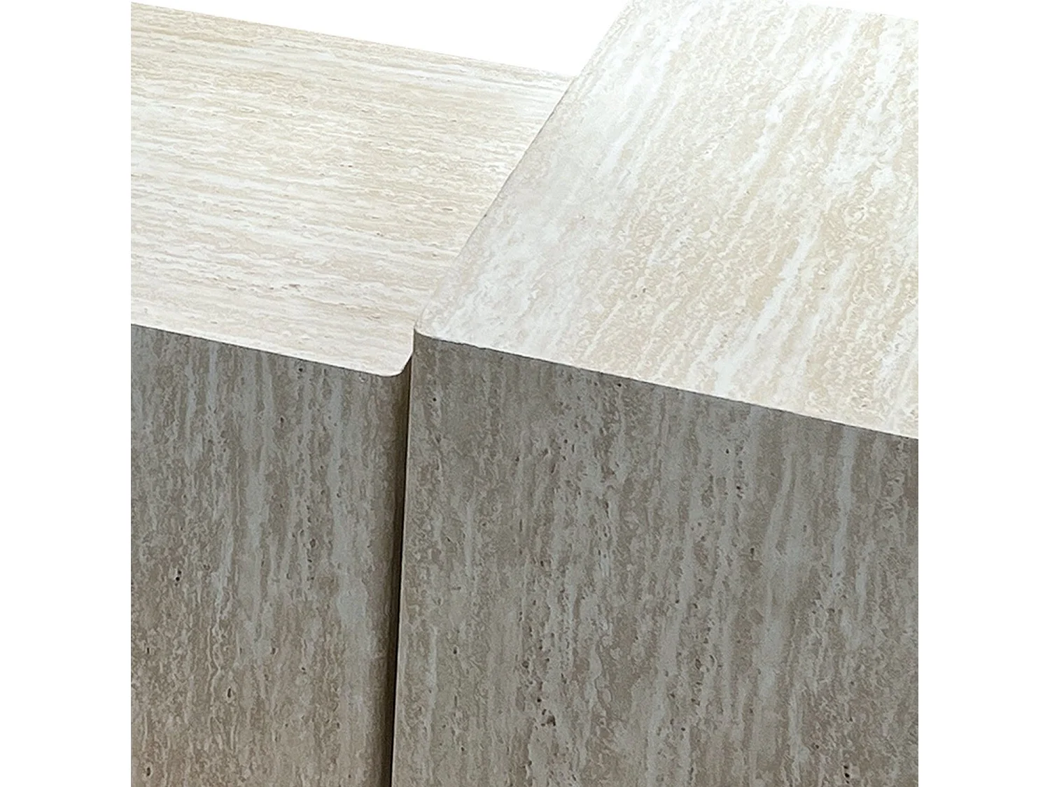 Lot de 3 tables basses Balkor Effet Travertin Beige