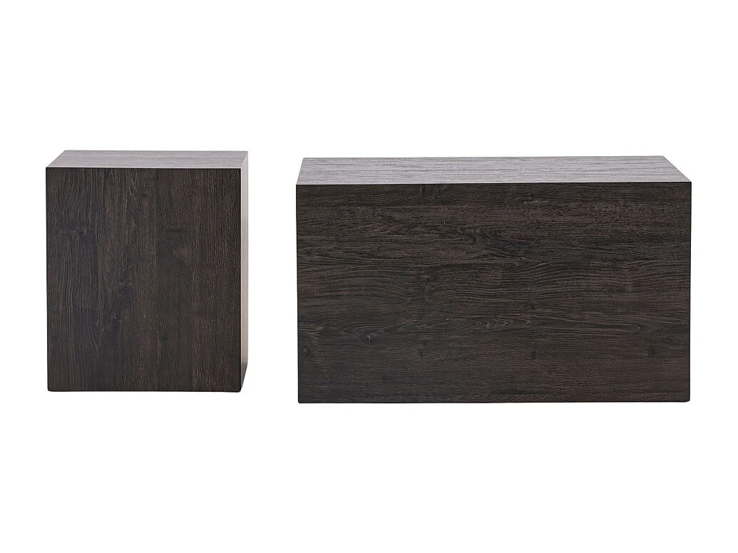 Lot de 2 Tables Basses Effet Bois "York" 80cm Marron Foncé