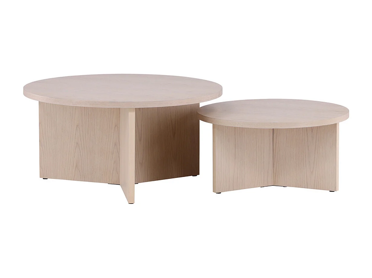 Lot de 2 Tables Basses Design "Salto" 85cm Naturel