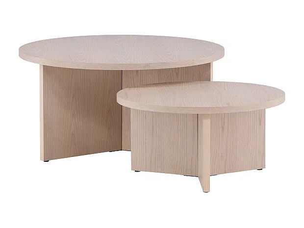 Lot de 2 Tables Basses Design "Salto" 85cm Naturel