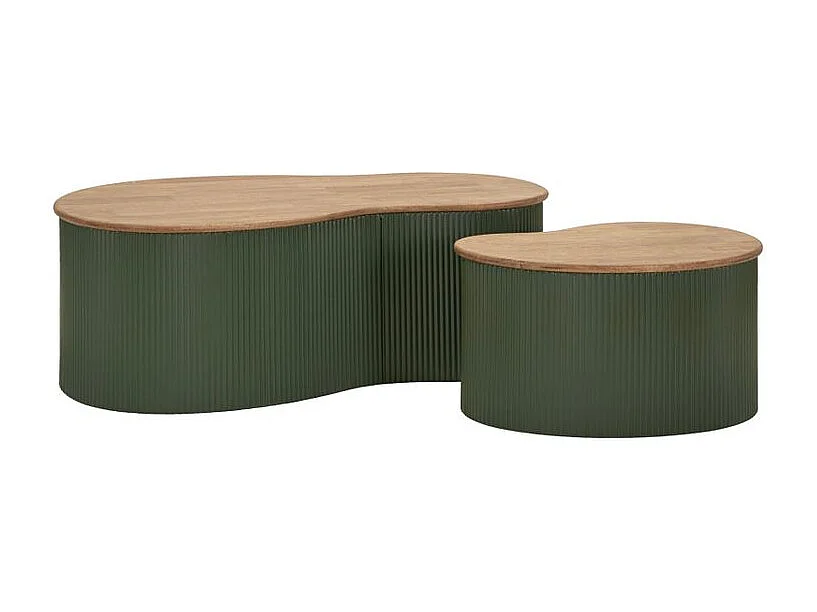 Ensemble table basse francfort verte 2 pièces 87 x 53x32 - 50 x 35x28