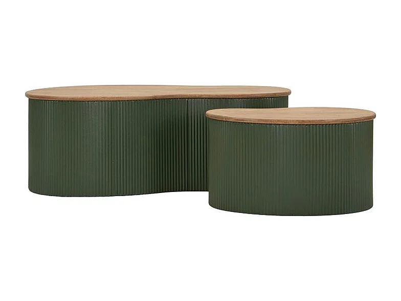 Ensemble table basse francfort verte 2 pièces 87 x 53x32 - 50 x 35x28