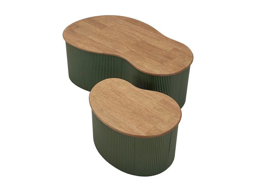 Ensemble table basse francfort verte 2 pièces 87 x 53x32 - 50 x 35x28