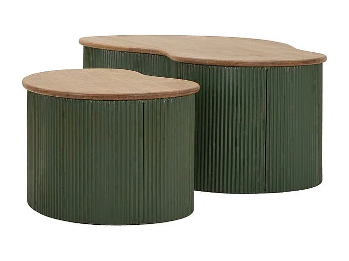 Ensemble table basse francfort verte 2 pièces 87 x 53x32 - 50 x 35x28