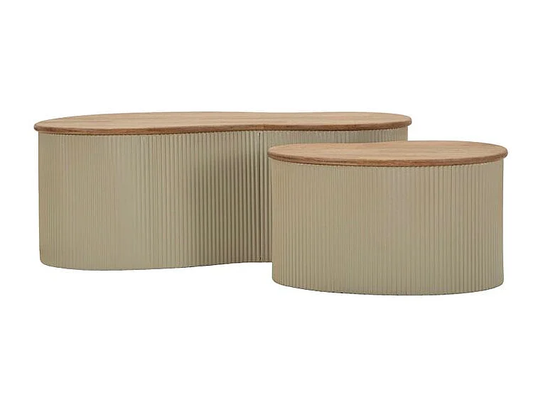 Ensemble table basse francfort blanche 2 pièces 87 x 53x32 - 50 x 35x28