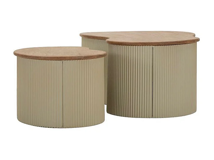 Ensemble table basse francfort blanche 2 pièces 87 x 53x32 - 50 x 35x28
