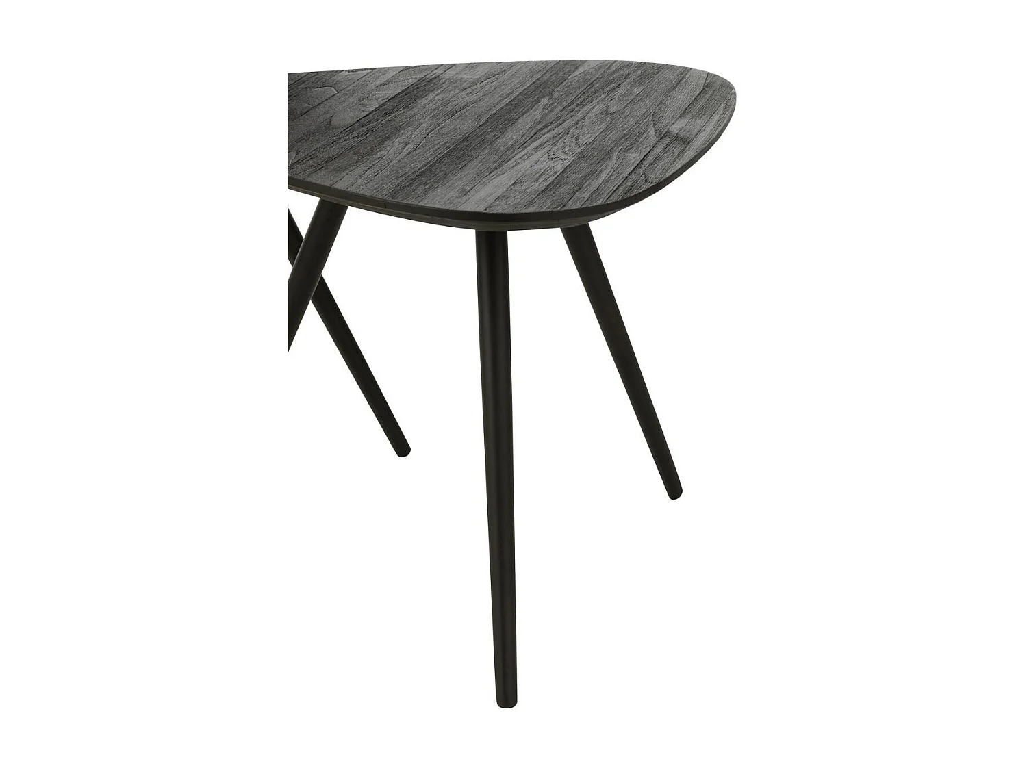 Lot de 2 Tables d'Appoint Triangles "Teck" 50cm Noir