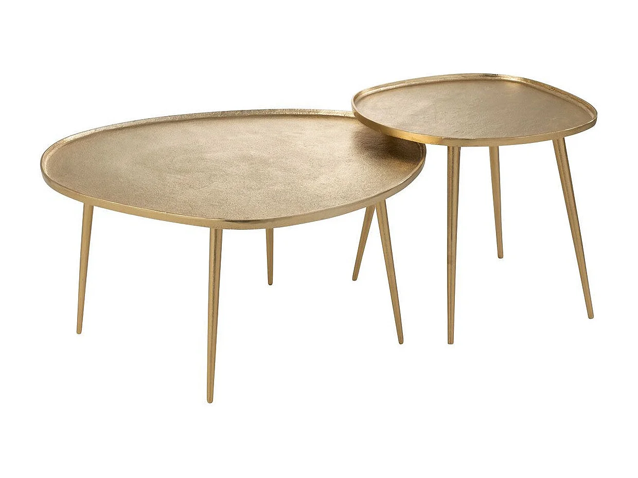 Lot de 2 Tables Basses "Vinta" 72cm Or