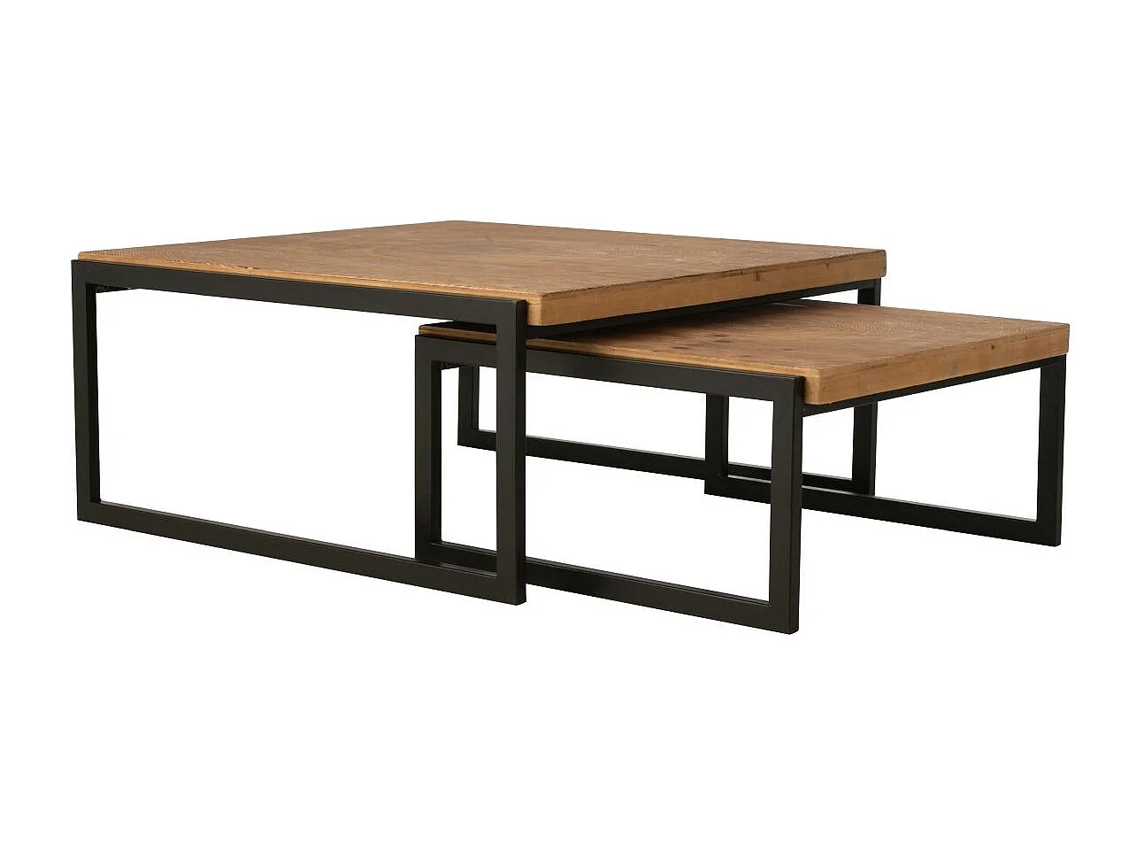 Lot de 2 Tables Basses Gigognes "Chalet" 85cm Naturel