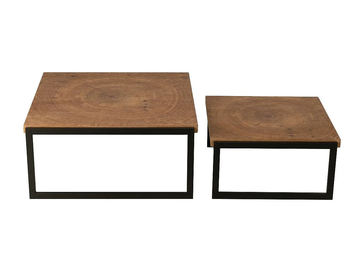 Lot de 2 Tables Basses Gigognes "Chalet" 85cm Naturel