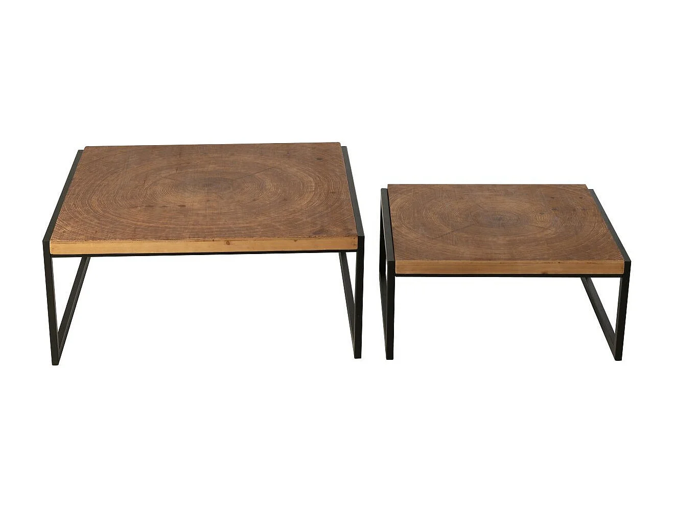 Lot de 2 Tables Basses Gigognes "Chalet" 85cm Naturel