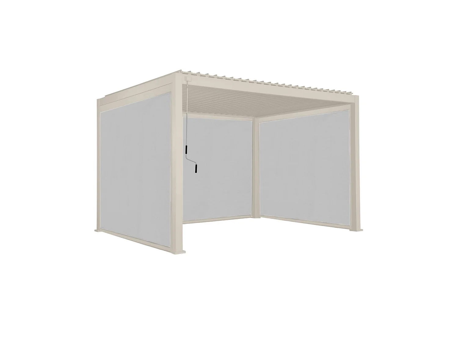 Pérgola bioclimática 3x4m + 2 toldos de 3m + 1 toldo de 4m beige
