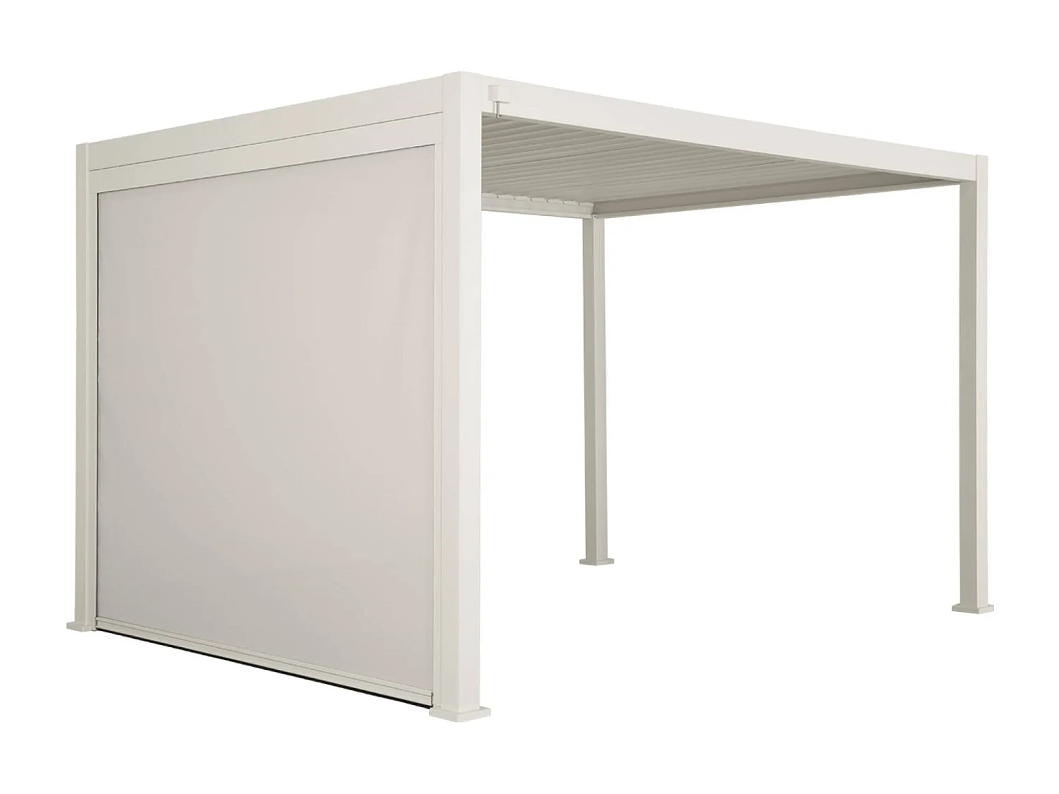 Pérgola bioclimática 3x4m + toldo vertical de 3m beige