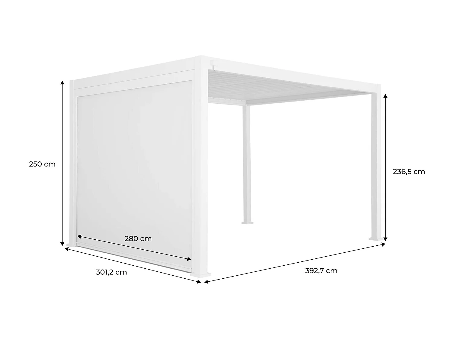 Pérgola bioclimática 3x4m + toldo vertical de 3m beige
