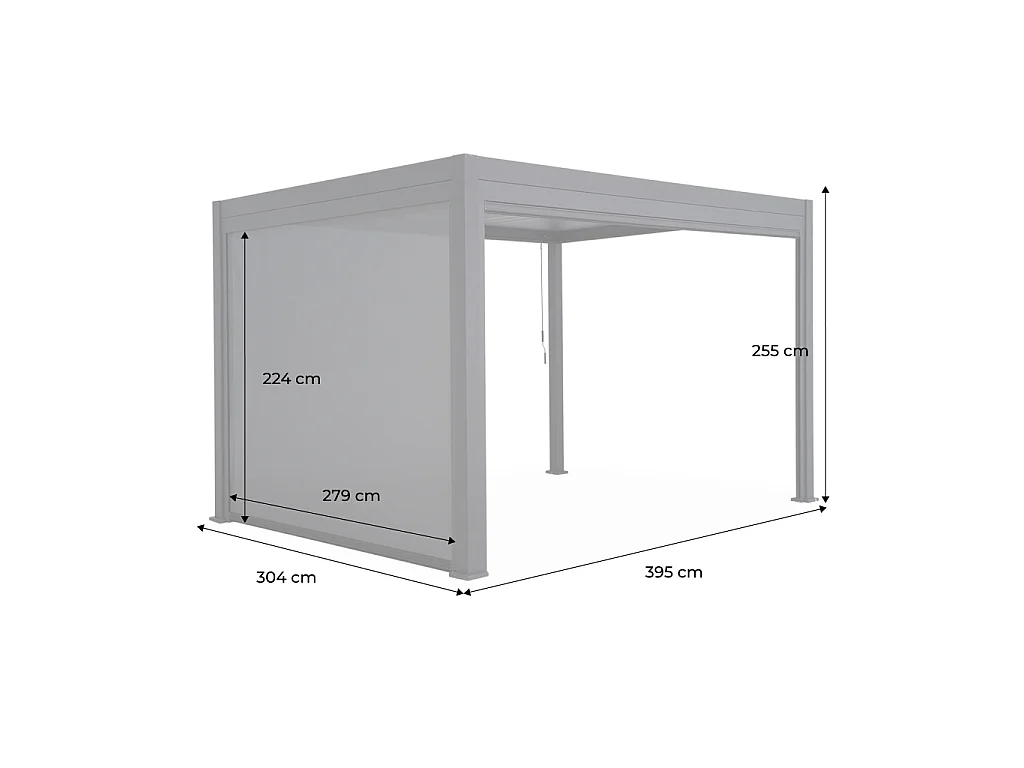Pérgola bioclimática 3x4m + 1 toldo vertical de 3m beige