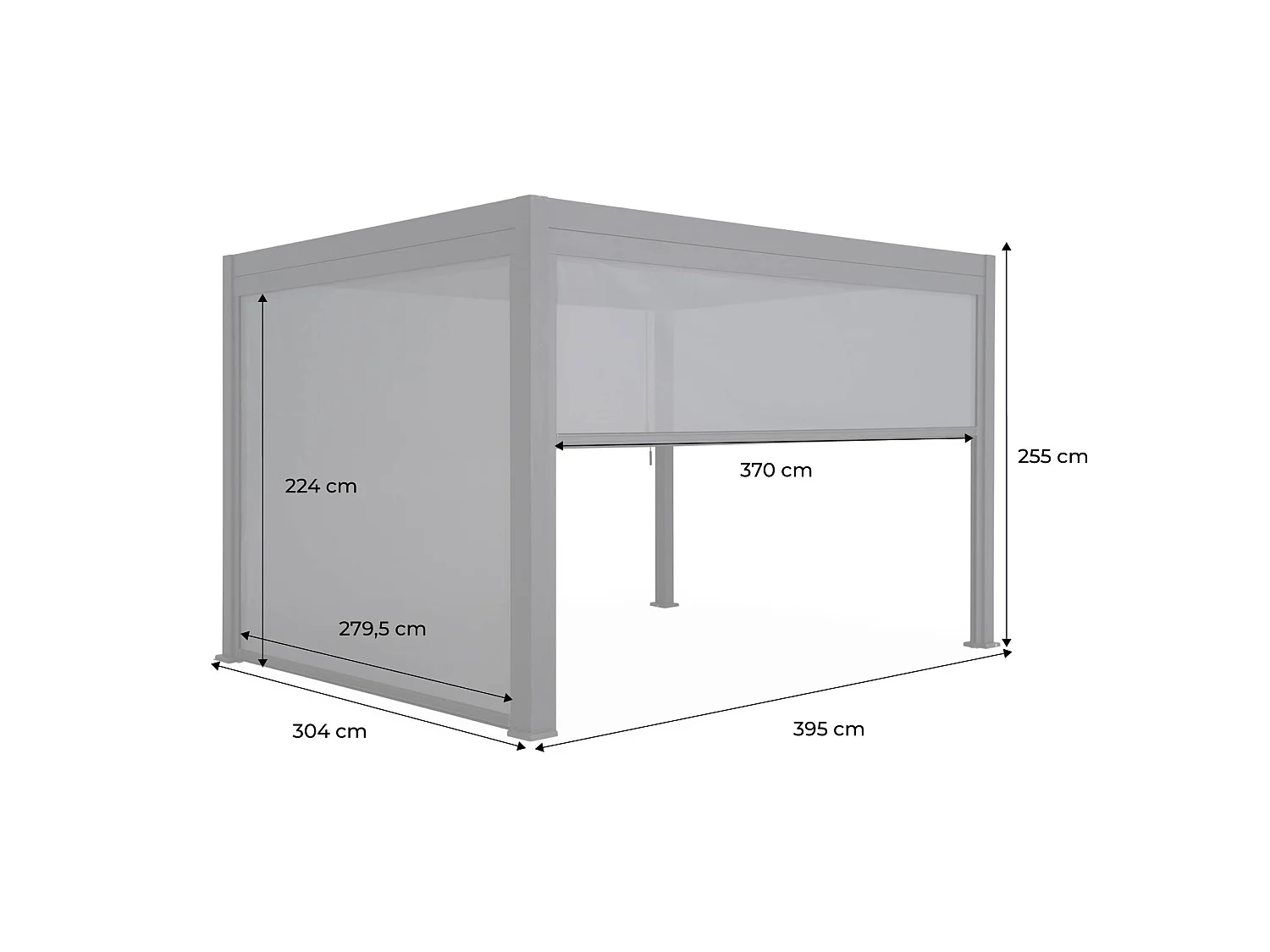 Pérgola bioclimática 3x4m + 2 toldos verticales de 3m y 4m beige