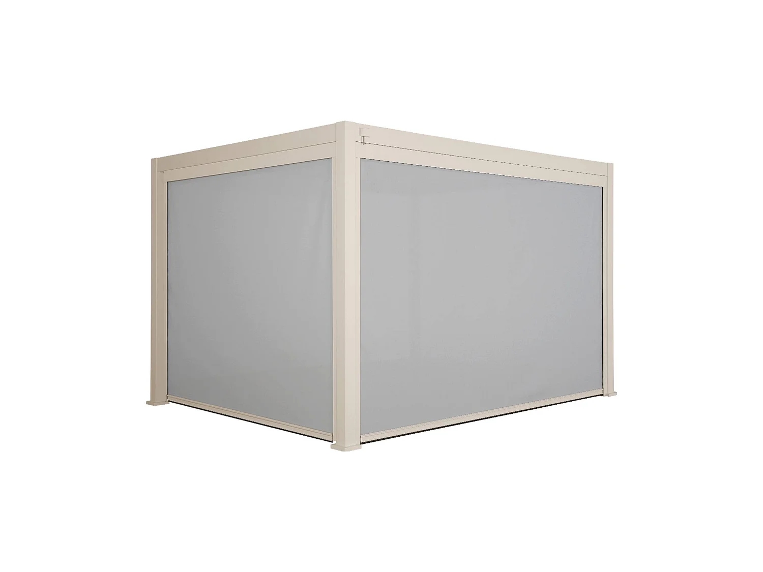 Pérgola bioclimática 3x4m + 2 toldos verticales de 3m y 4m beige