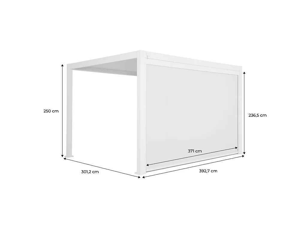Pergola bioclimatica 3x4m in alluminio + tenda da sole 4m, Triomphe 3x4m + accessorio, Beige,