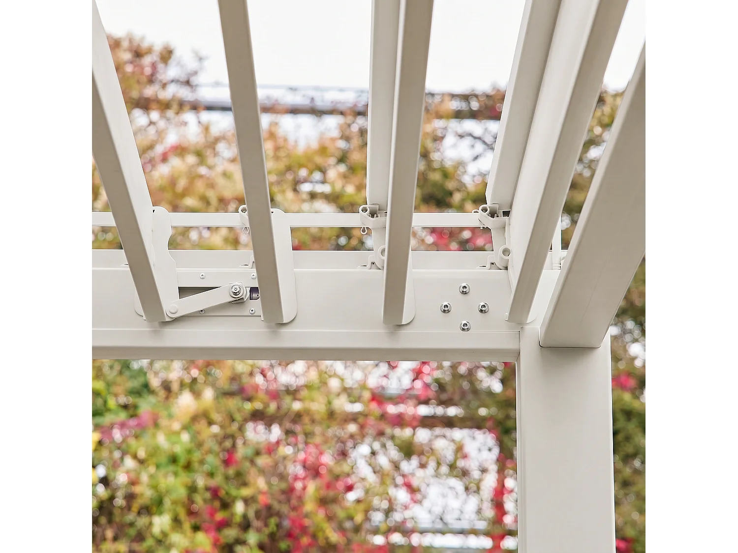 Pergola bioclimatica 3x4m in alluminio + tenda da sole 4m, Triomphe 3x4m + accessorio, Beige,