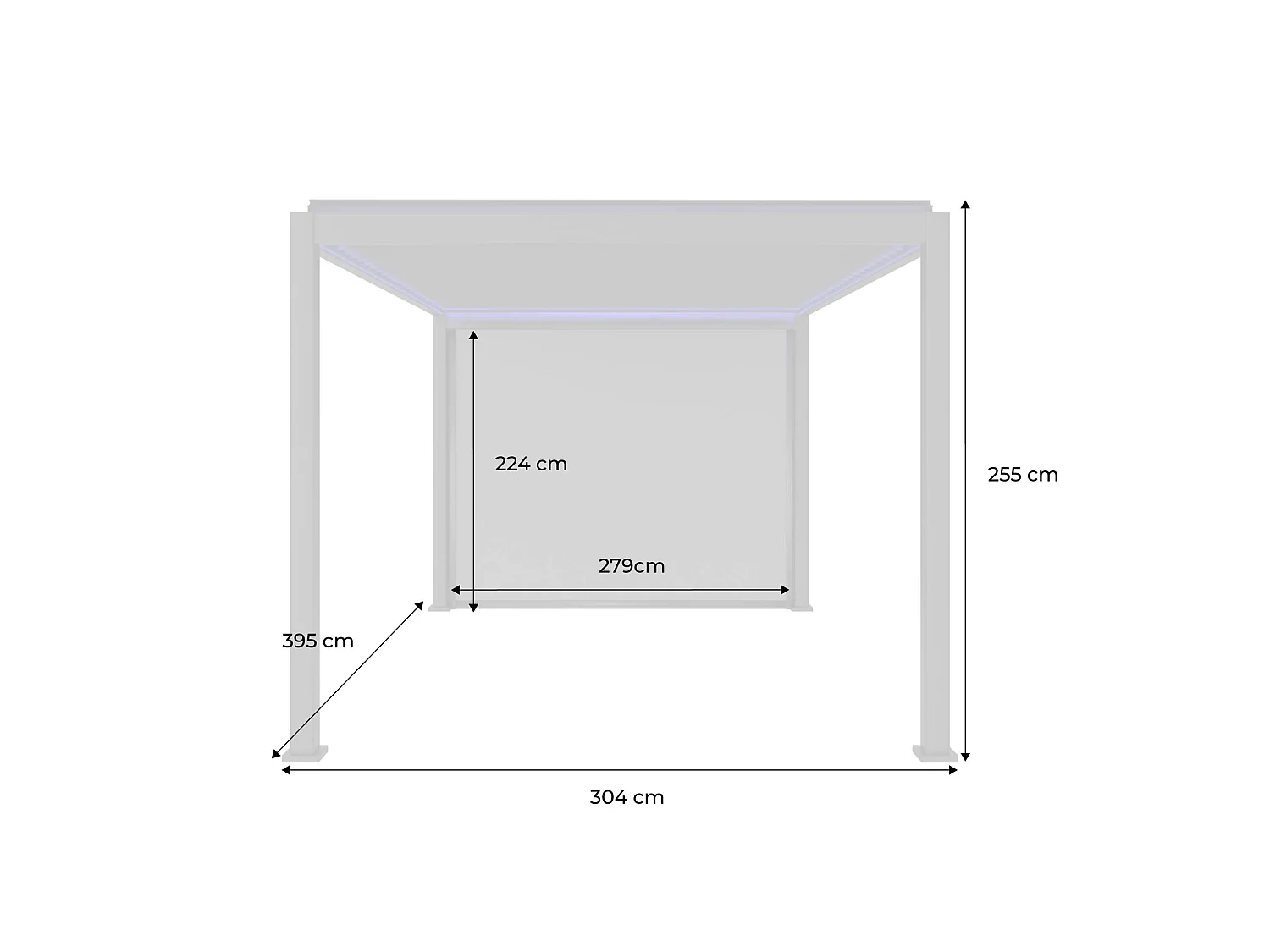 Pérgola bioclimática eléctrica triomphe led 3x4m + toldo 3m blanco