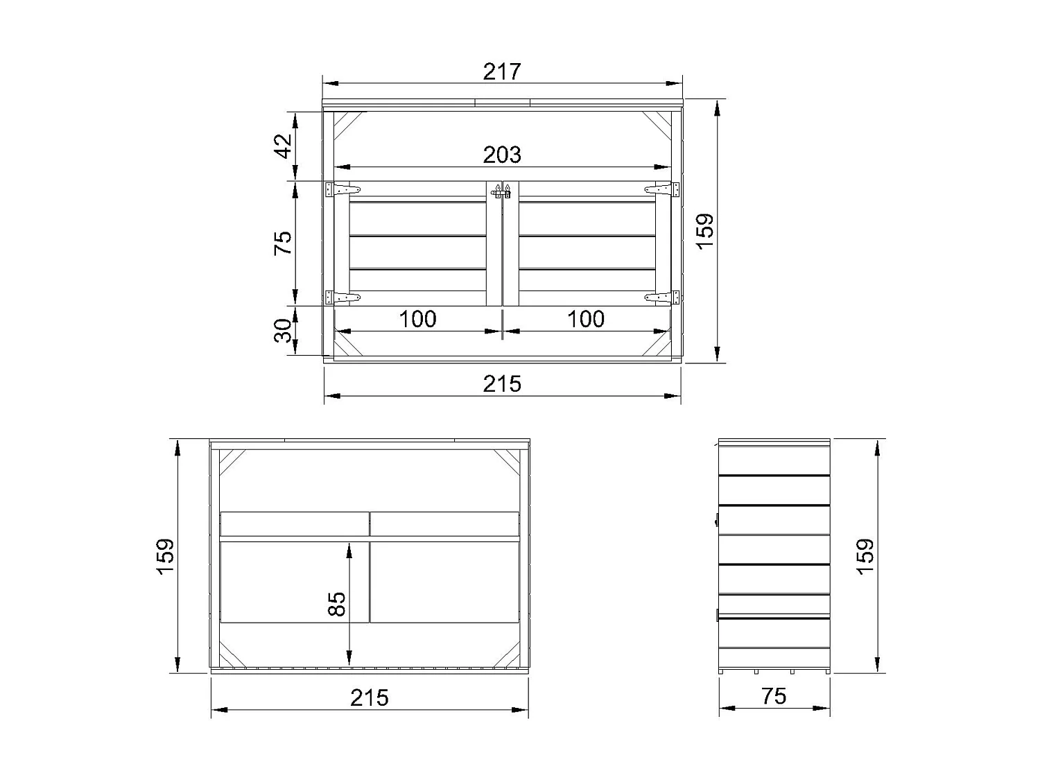 Abri de jardin pour poubelles, Cache poubelle extérieur 1,62 m² / 3x240L - M982A-CAVERN STEEL