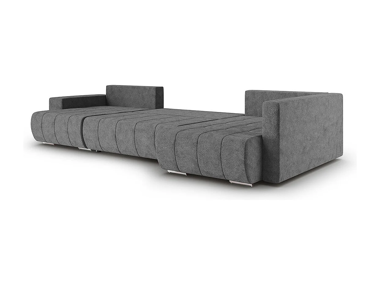 Canapé U 5 places angle droit convertible coffre Sergio Gris foncé
